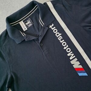 Puma BMW Motorsport Polo Shirt Men's Size Small Black Short Sleeve Logo